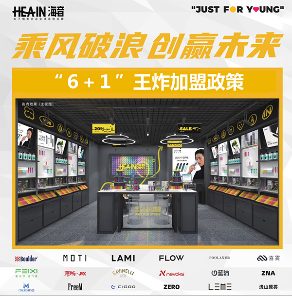 Hea-in海音电子烟集合店招商，“6+1”王炸加盟政策火爆开启！